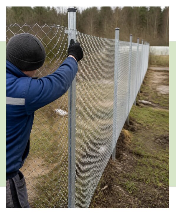 Изготовление и монтаж забора из рулонной сетки в Рославле